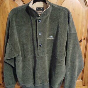 Vintage Straight Down Shirt Men Medium Green Terry Fleece Orchid Island (FL)